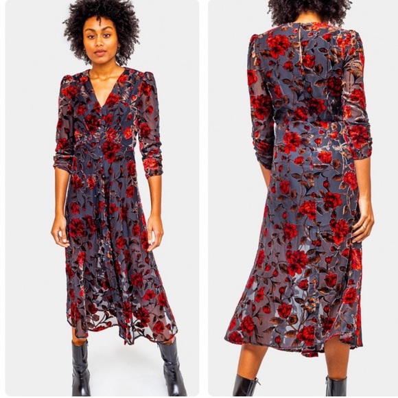 ASTR The Label Dresses & Skirts - ASTR THe Label JALISCA VELVET FLORAL PRINT DRESS